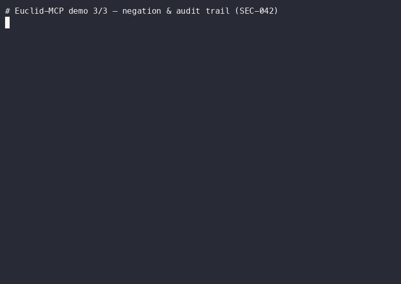 Security rule SEC-042 blocks a suspended user via negation